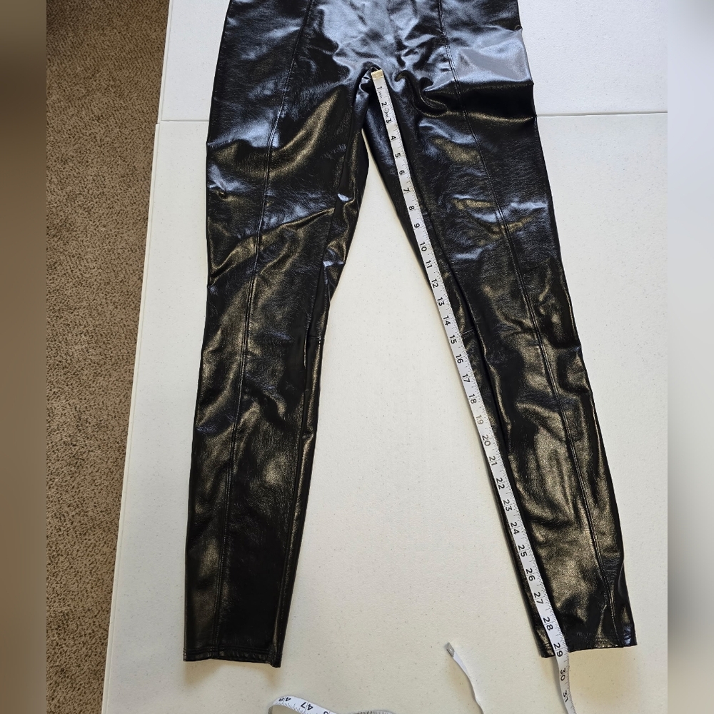 Spanx Faux Patent Leather Leggings Black Women's Size‎ XL - Picture 9 of 11